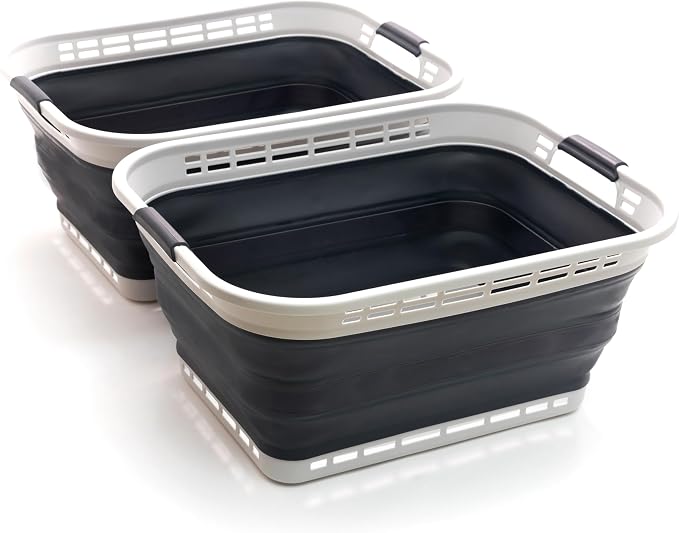 SAMMART 42L Collapsible Plastic Laundry Basket by SAMMART