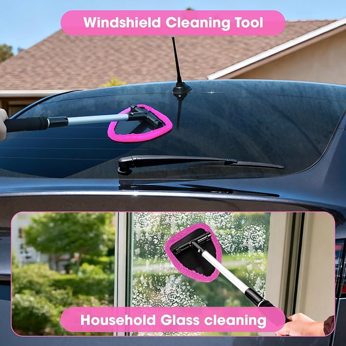 Pink Windshield Cleaner Tool, Car Interior Cleaning Kit - Image 2