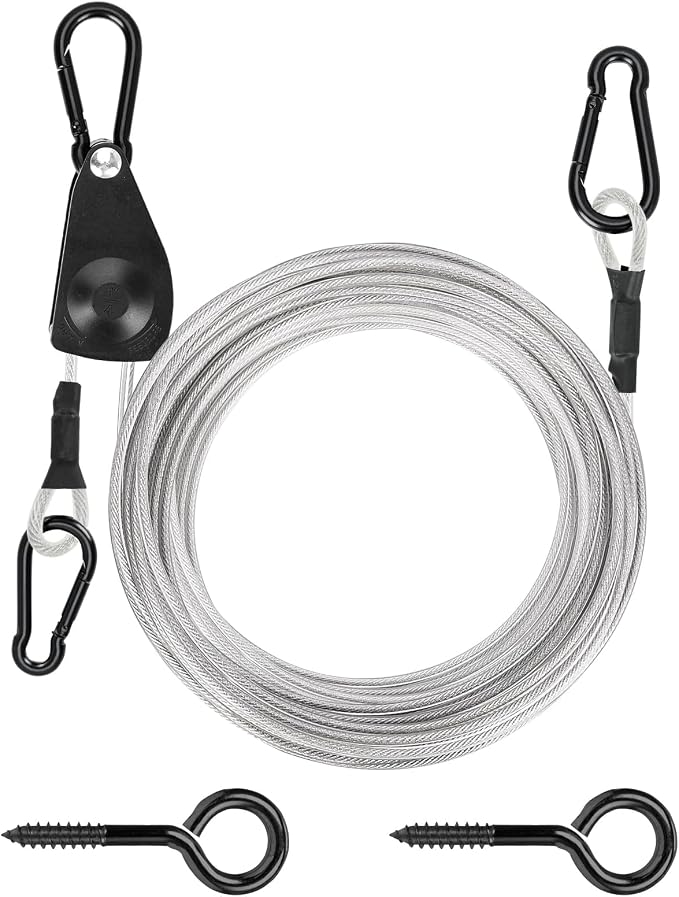 TooTaci Outdoor Clothesline Kit, 45ft 3/16" PVC Coated Clothesline Cable by TooTaci
