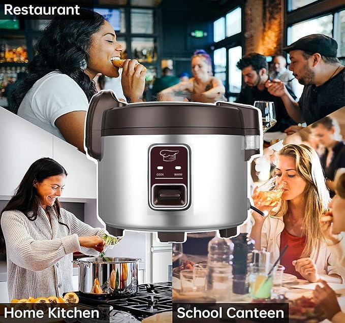 13.8 QT Large Commercial rice cooker 65 cups cooked 32 cups uncooked rice Commercial Electiric Rice Warmer for 18-28 people, with One-Touch Operation
