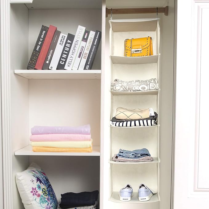 5 Shelves Hanging Closet Organizer, 2 Pack Hanging Storage - Image 4
