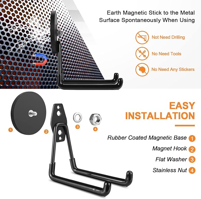 ENUODA Strong Magnetic Hooks Heavy Duty Large Magnet Garage Storage Hooks - Image 6