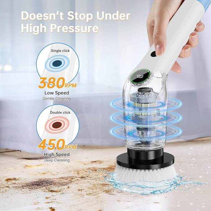 PUFTEM Electric Spin Scrubber, Cordless Shower Scrubber, Adjustable Handle | - Image 4