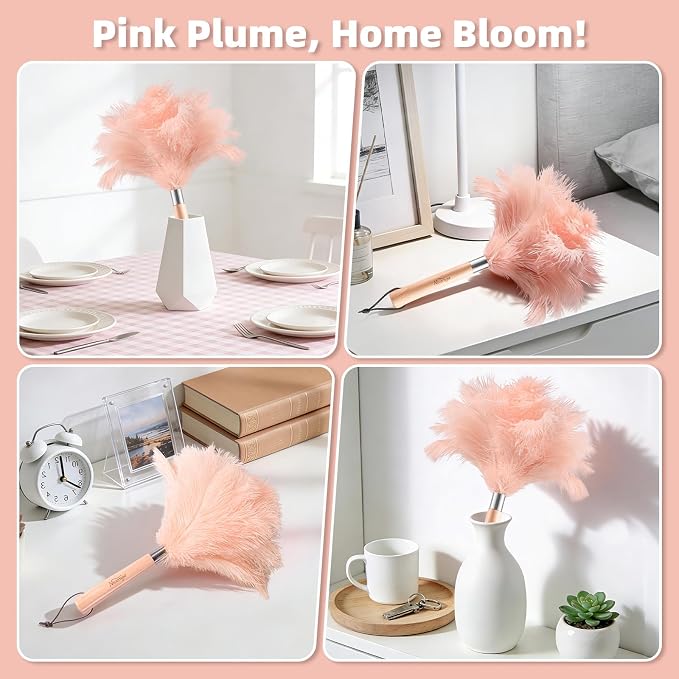 Pink Ostrich Feather Duster for Cleaning - Image 6