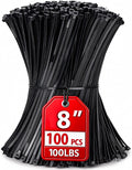 Zip Ties 8 inch, 100 Pack Heavy Duty Black Zip Ties by HAVEMETD