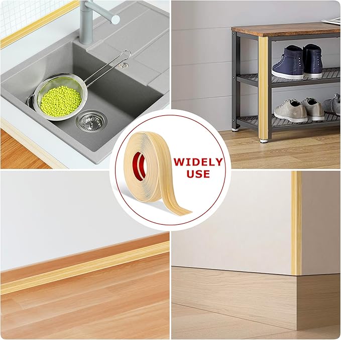 Flexible Wall Corner Protector Moulding Trim Peel and Stick Wall Corner Guards Edge Protector Self Adhesive Molding Trim Strip for Edge Ceiling (Original Wood Grain, 1.6 in x 20 Ft)