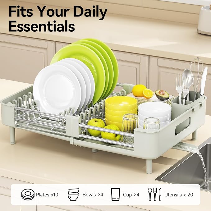 Urackify Extendable Stainless Dish Drying Rack - Image 3
