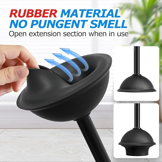 FORASTO 2Pack 2 in 1 Toilet Brush and Plunger Set, Extended Handle Plunger - Image 4