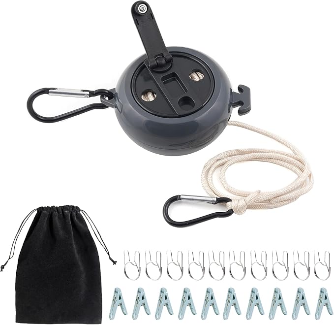 32 FT Portable Travel Clothesline, Retractable Camping Clothesline by Unknown