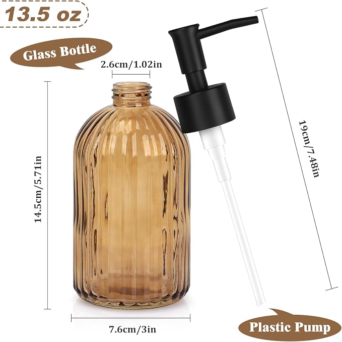 1 Pack 13.5oz Glass Soap Dispenser - Image 2
