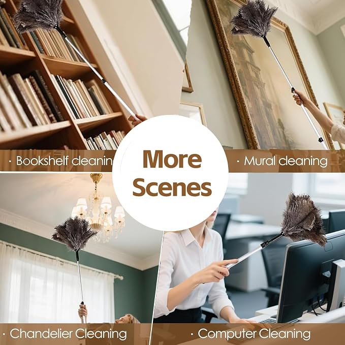 Extendable Ostrich Feather Duster up to 25-49 inches | Handheld - Image 6