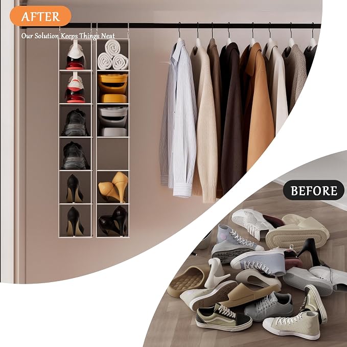 Hanging Closet Shelf Shoe Organizer Set of 2 - Image 6
