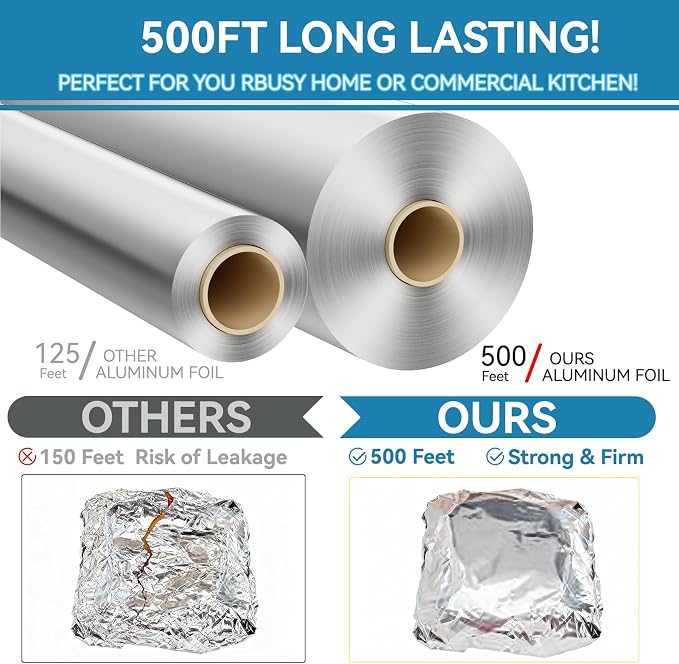 Aluminum Foil Roll, 12in x 500Sq Ft Aluminum Foil, Thick Strong Tin Foil - Image 4
