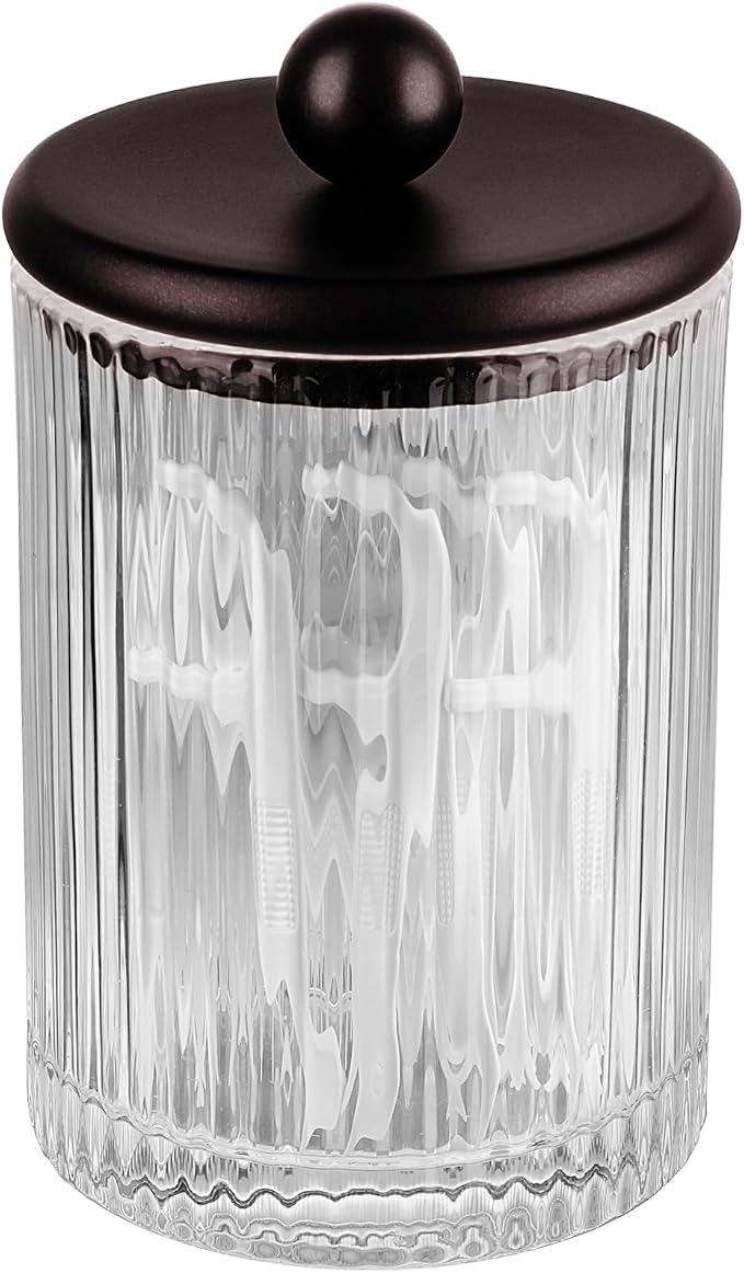 SheeChung 1 Pack Bronze Ribbe Glass Qtip Holder by SheeChung