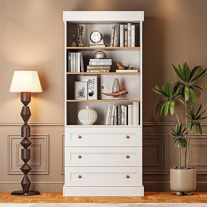Vyre 71" Tall Farmhouse Pantry Cabinet Set of 4, Large Freestanding Storage Cabinets with Drawers and Adjustable Shelves, Versatile Hutch for Kitchen, Dining Room, or Living Room, White