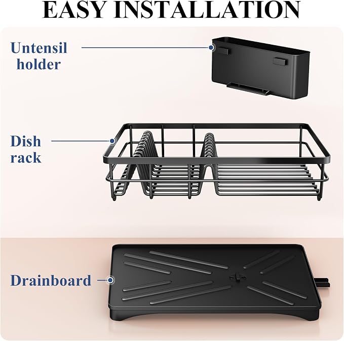 SNTD Dish Drying Rack for Kitchen Counter, 11.8" W x 16.7" L, Large Capacity - Image 7