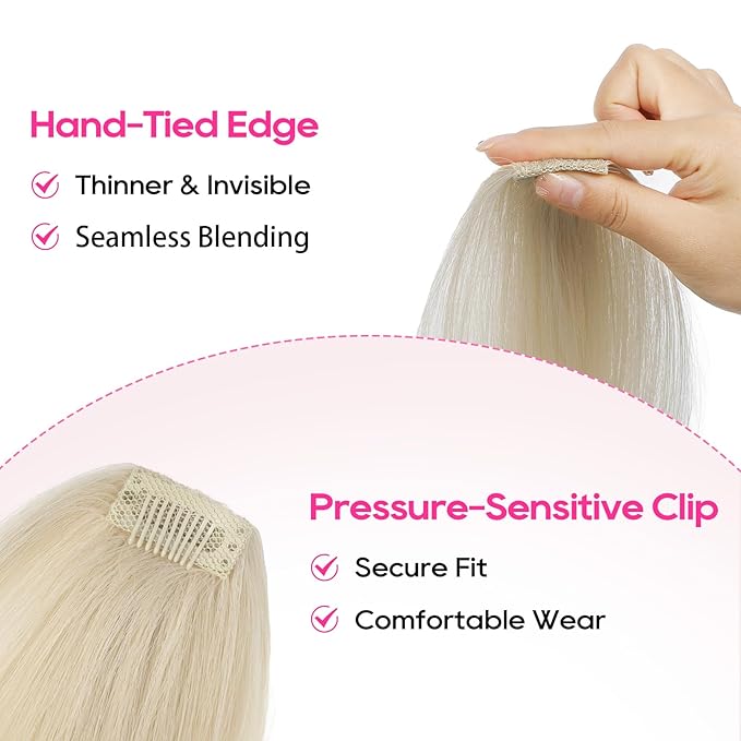 REECHO Clip in Hair Volumizer, Short Thick Clip in Hairpieces Adding Extra Hair Volume Extensions for Women with Thin Fine (Light Blonde, 8 Inch(Pack of 4))