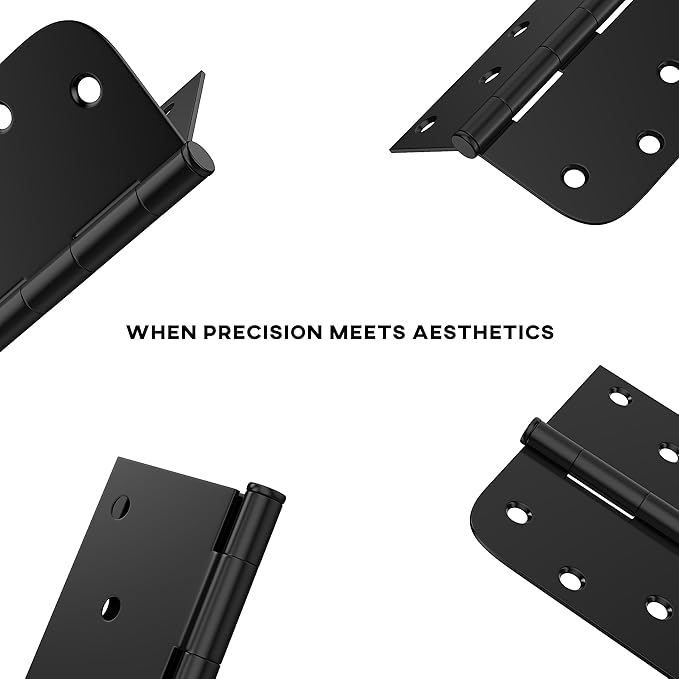 goldenwarm 6 Pack 4in Black Door Hinges Interior Door Hinges Black Matte 4 x 4 Inch with Square & Round Corners, Iron Material