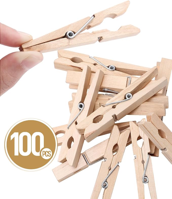 100 Pack Wooden Clothes Pins 2.9 Inch, Heavy-Duty Wood Clothespins | Wooden - Image 7