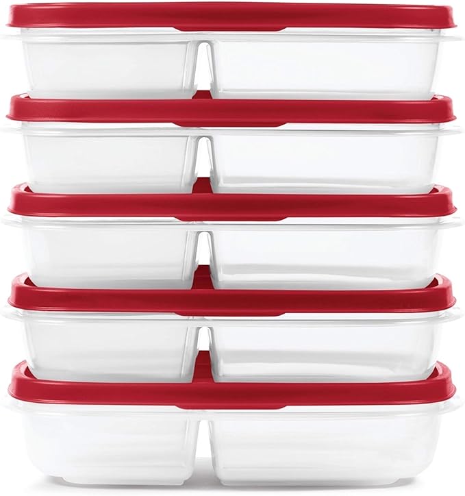 Rubbermaid EasyFindLids Meal Prep Containers 5.1 Cup Red - Image 2