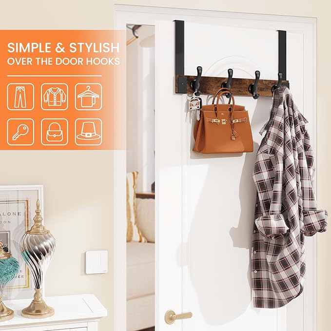 Over The Door Hooks Heavy Duty, Wood Over Door Hanger Hook - Image 3