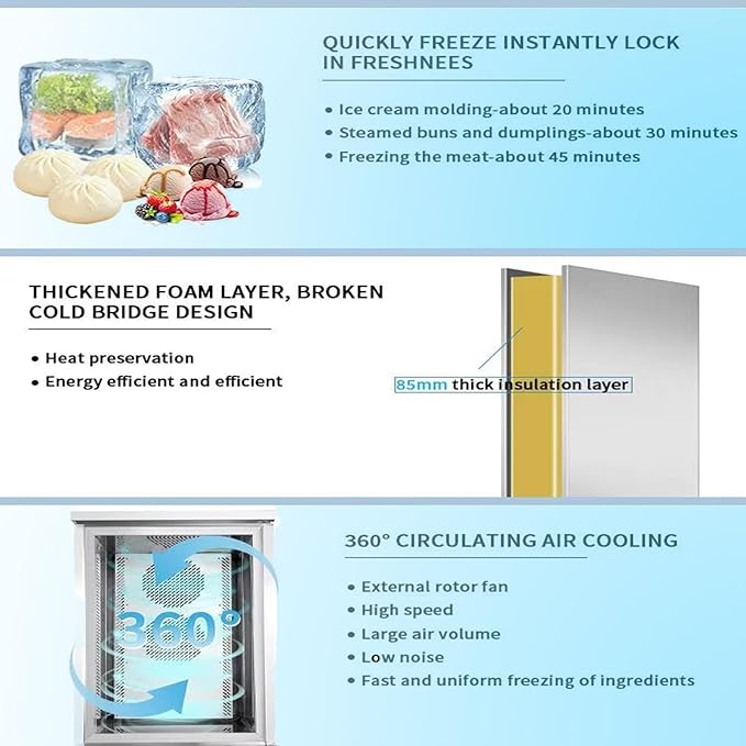 Commercial 10 Trays Blast Chiller,Blast Chiller & Freezer, Chest Freezer,Batch Chiller for Hard ice Cream,Cakes,Chicken,Fish,Sushi Rice in Restaurant,Hotel,School