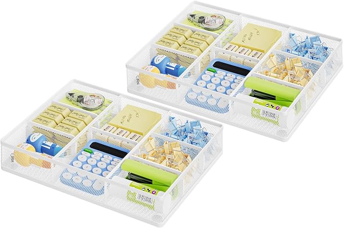 Marbrasse 2P Desk Drawer Organizer, Metal Mesh Drawer Organizer Tray by Marbrasse