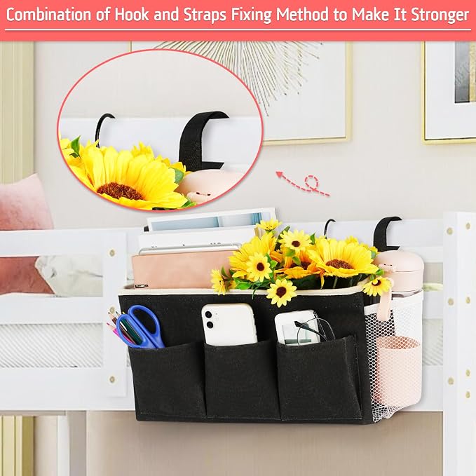 Bedside Caddy, Bedside Storage Bag Hanging Organizer - Image 3