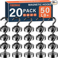 FINDMAG Magnetic Hooks for Cruise Cabins, 20 Pack 50LB+ Black Magnet Hooks by FINDMAG