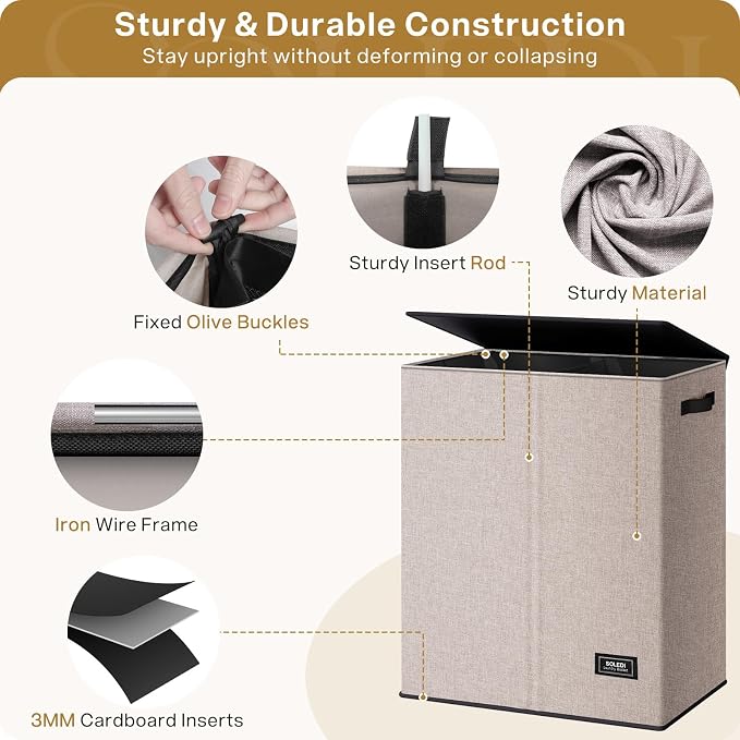 SOLEDI Large Double Laundry Hamper - Image 5