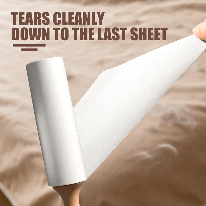 Diagonal Tear Lint Roller with Wooden Handle- 6.3 Inch Refills, 4 Rolls x 100 - Image 2