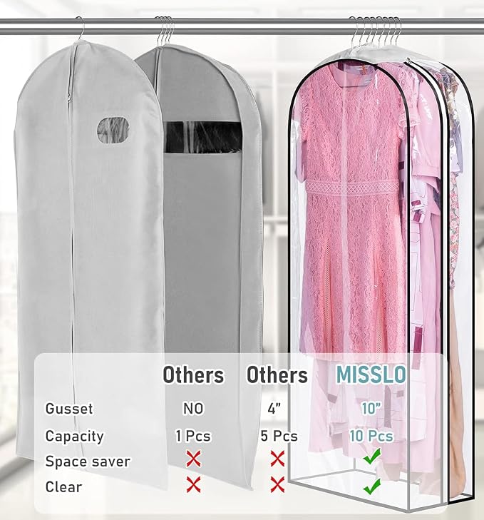 MISSLO 10" Gusseted All Clear Garment Bags - Image 3
