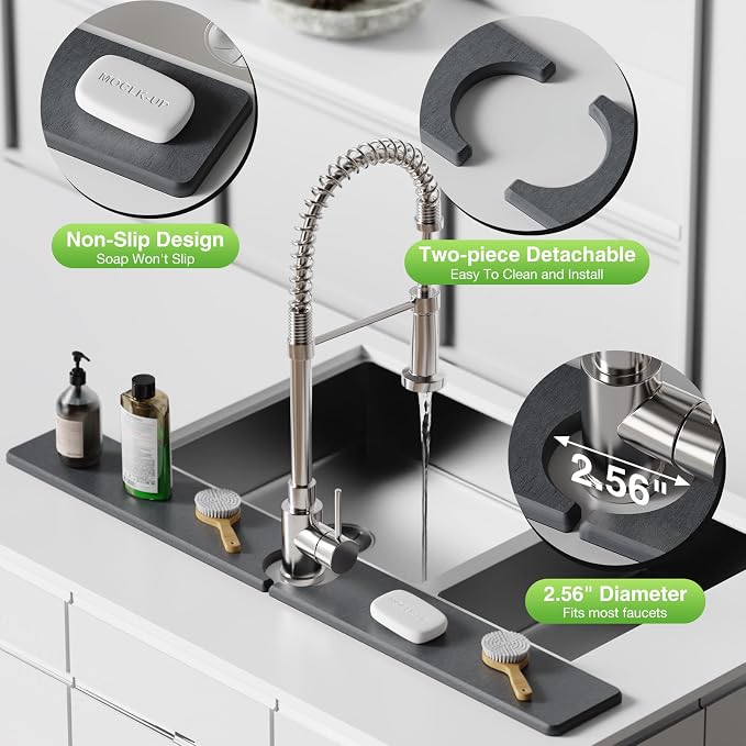 Premium Stone Faucet Mat for Kitchen Sink, Sink Splash Guard Tray for Prevents - Image 5