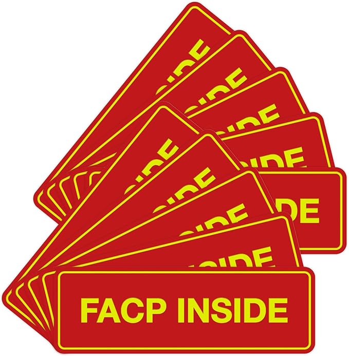 Signs ByLITA Standard FACP Inside Sign | Fire Safety Signage (Red/Yellow) - Small 10 Pack