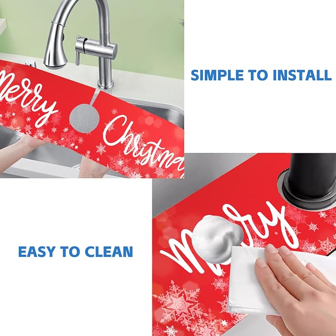 Merry Christmas Snowflake Kitchen Sink Splash Guard Mat Absorbent Fast Drying - Image 5
