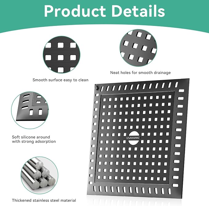 Drain Hair Catcher for Bathroom Sink, 4.8" Stainless Steel and Silicone Shower - Image 3