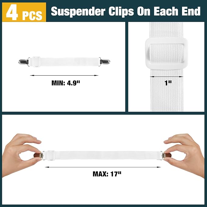 4 Pack Elastic Bed Sheet Holders, Mattress Sheet Grippers, Elastic Fasteners - Image 2