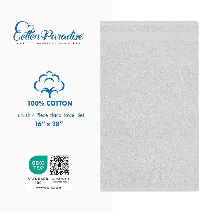 Cotton Paradise 100% Cotton Turkish Towel Set, Soft Absorbent Quick Dry - Image 4