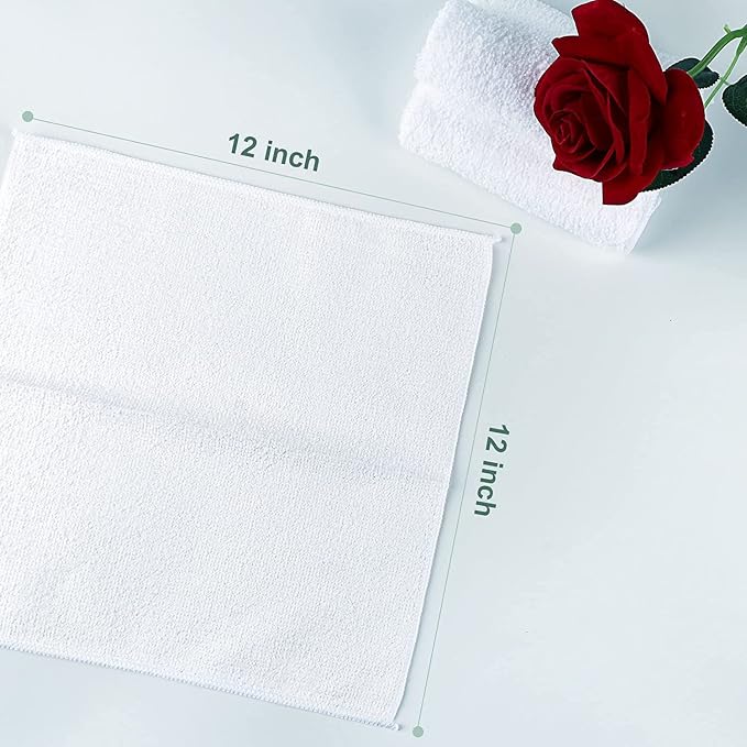 Orighty Washcloths Bulk, 50 Pack Microfiber Face Towels, 12x12 Inch White - Image 3