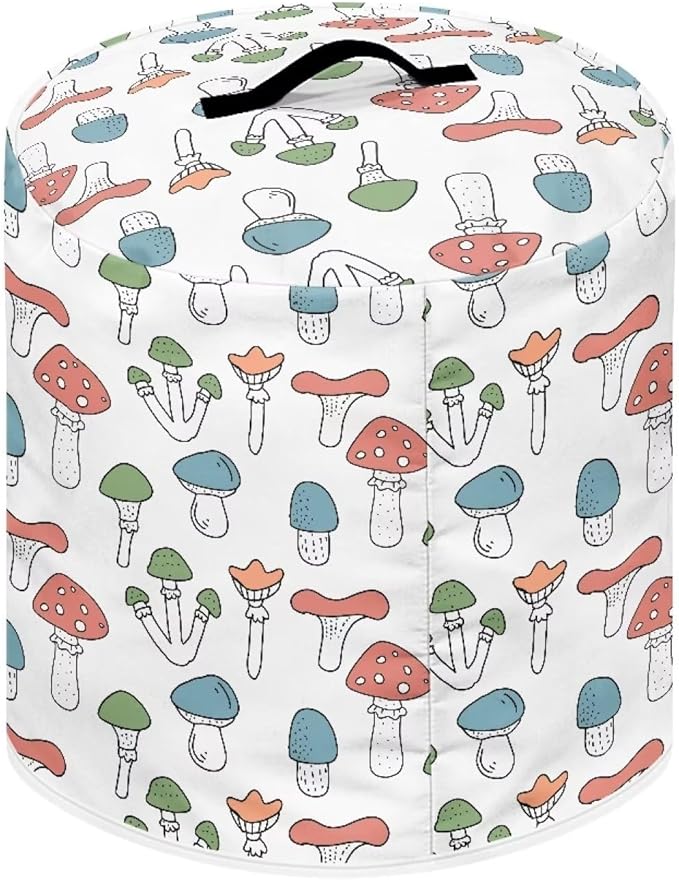 Cute Mushroom Print Pressure Cooker Cover 3 Quart Air Fryer Cover Kitchen Appliance Dust Cover Cover with Pockets for Electric Pressure Cooker Rice Cooker Steamer,White