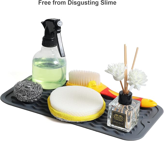 ZLR Silicone Sink Caddy & Sponge Holder, Dark Gray | Sink Organizer - Image 6