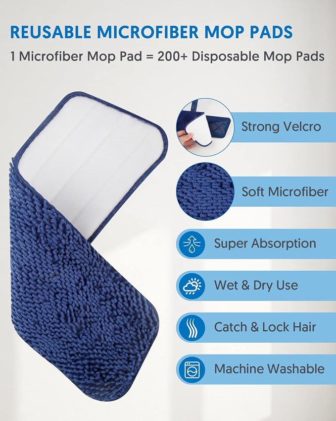 BPAWA Microfiber Mops for Floor Cleaning: Flat Mop for Wood Laminate Tile | 4 - Image 3