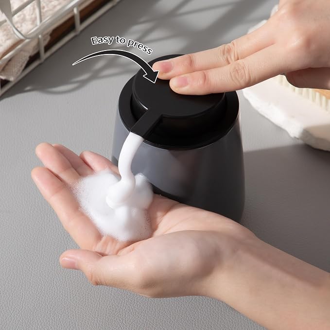 Enra Gray Foaming Soap Dispenser, Ceramic Foam Hand Soap Dispenser Modern | - Image 3