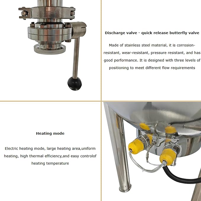 26Gal Vertical Jacketed Kettle Commercial Electric Tilting Stirring Jacketed Kettle with Stirrer Stainless Steel for Chili Sauce Jam Porridge 220V 60HZ 3-Phase 1.1KW