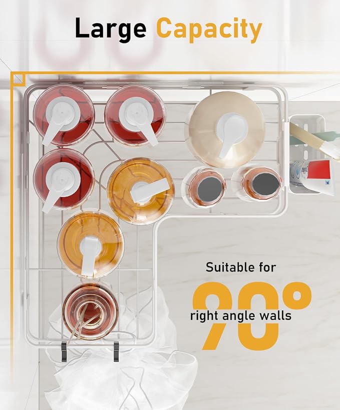 3 Pack Corner Shower Shelves, Rustproof Shower Organizer Caddy - Image 2