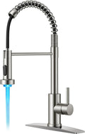 FORIOUS Kitchen Faucet with LED Light Sprayer, Single Lever, Brushed Nickel | by FORIOUS