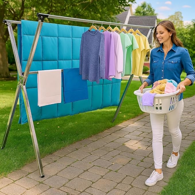 Clothes Drying Rack Folding Indoor Outdoor, Foldable Portable Laundry Drying - Image 3
