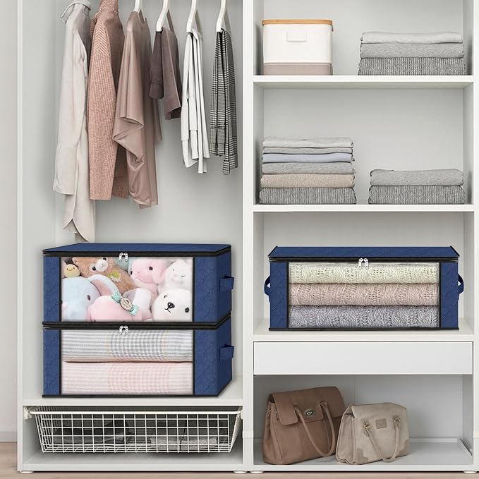 HomeHacks 4-Pack Clothes Organizer Storage Bags, 35L Storage Bins, Reinforced - Image 6