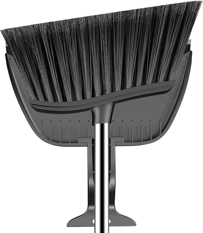 Broom and Step-on Dustpan Set, 59-in Adjustable Long Handle Broom by EZKEY
