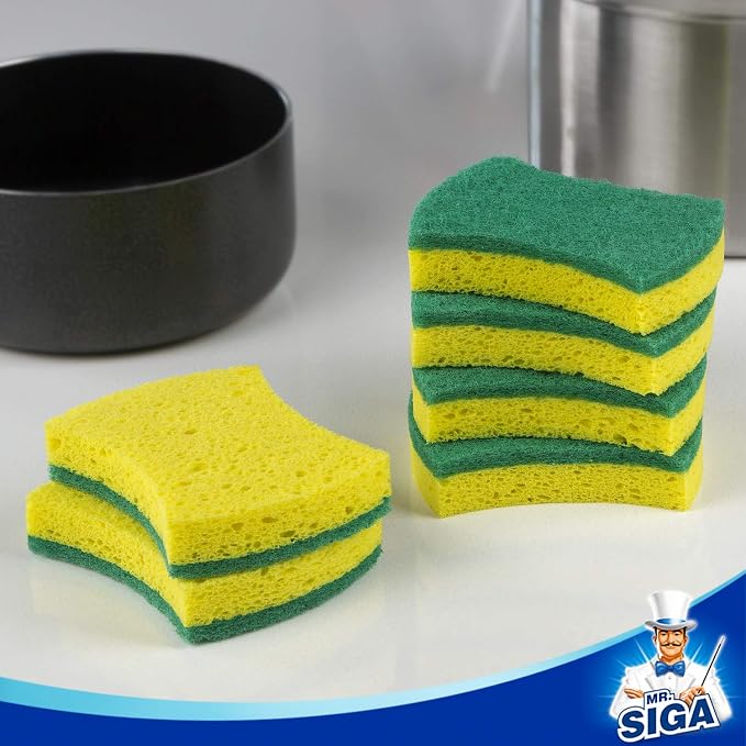 MR.SIGA Heavy Duty Cellulose Scrub Sponge, Dual-Sided Dish Sponge, 12 Pack | - Image 9